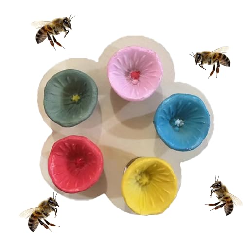 ZRYYSNW 5 Stücke Bienen Insekten Trinkbecher, Bee Cups für Bienen Trinken, Bienen Trinkbecher Insekten Trinkbecher, Bienen Becher Garten, Bee Cups für Lassen Sie Bienen Besser Bestäuben (A)