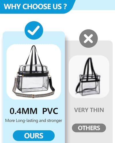 Image of Paxiland Clear Bag for Stadium Events 12x6x12 inches, Clear Tote Bag with Reinforced Strap, Clear HandBag for Sports Concert