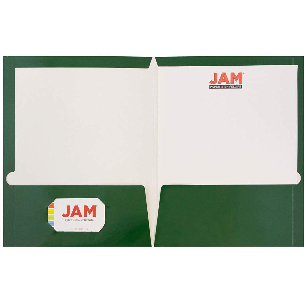 JAM Paper Präsentationsmappe mit 2 Fächern, glänzend, Grün, 50 Stück