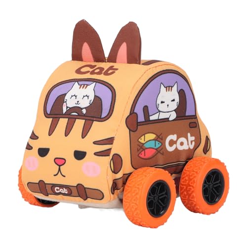 RiToEasysports Coche de Juguete Suave de Tela de Dibujos Animados para Niños con Relleno de Algodón de Primera Calidad, Vehículo Educativo para Bebés para Niños Pequeños, Diseñado para la