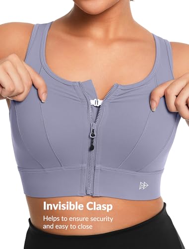 Image of Yvette Front Closure High Impact Sports Bra for Women | Cup Sizes A to DDD Up to 5XL, Sewn in Pads, No Underwire, Breathable Fabric Moisture-Wicking, Easy on and off, Full Coverage
