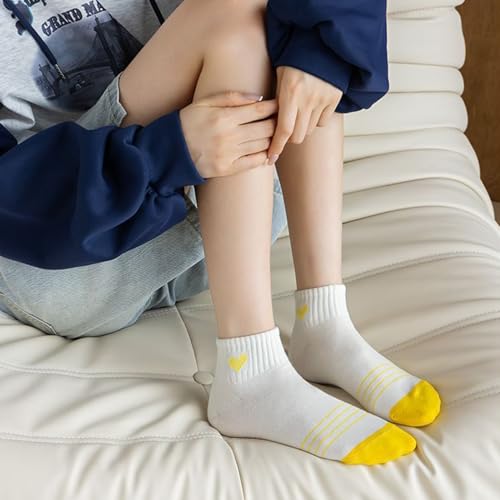 Image of Women Cute Ankle Socks Cotton Mini Crew Athletic Casual Heart Sock for Girls Sneakers