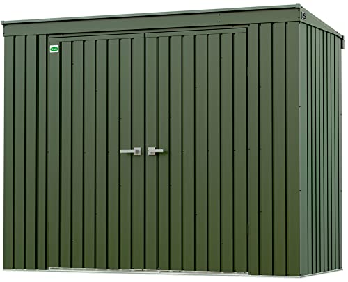 Scotts 8' X 4' Garden Storage Shed Outdoor Lockable Water-Resistant Steel Building With Tool Hanger And Pent Roof, Green #TOP1