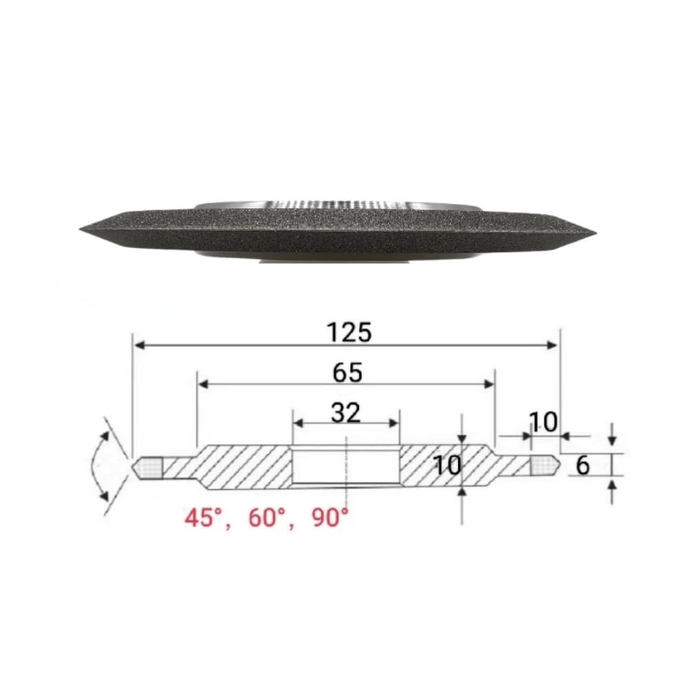 Disco afilador de Amoladora Manual de Muela de Diamante SDC de Doble Borde de Desarrollo for Herramienta de Corte de fresado de Acero de tungsteno y Metal de carburo(125Dx32H V60,200_1 PC)