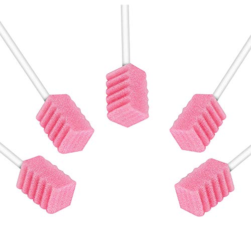 Wellgler's Disposable Oral Swabs,Sterile Sponge Mouth Swabs,Individually Wrapped (100pcs,Pink)