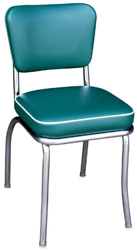4210 Diner Chair -Green- with 2 in. Box Seat - Chrome - Green