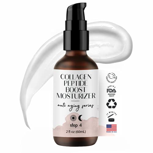 Peptide Complex Face Moisturizer - Collagen Boosting - Anti-Aging & Wrinkle Peptide Cream - NEW FORMULA - With Hyaluronic Acid, Aloe, Jojoba Oil, Gotu Kola - Natural & Organic - by Foxbrim 2 oz