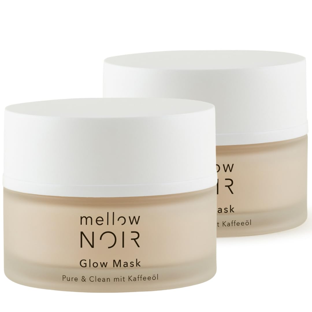 mellow NOIR Glow Mask 2x50ml | Crema de noche regeneradora | Reduce visiblemente los poros y el enrojecimiento | Para una piel más suave y uniforme | Efecto inmediato visible | Cosmética natural