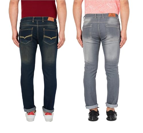 Image of Ben Martin Men's Slim Fit Mid Rise Pack of 2 Stretchable Casusal Denim Combo Jeans Pant, CMB-AU24
