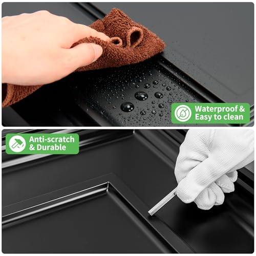 Image of Art3d 12 Pack PVC Ceiling Tiles, 24x48 Inches Glup Up Decorative Ceiling Tiles for Home, Gym and Office, Covering 96 Sq.,ft., Rectangular Black