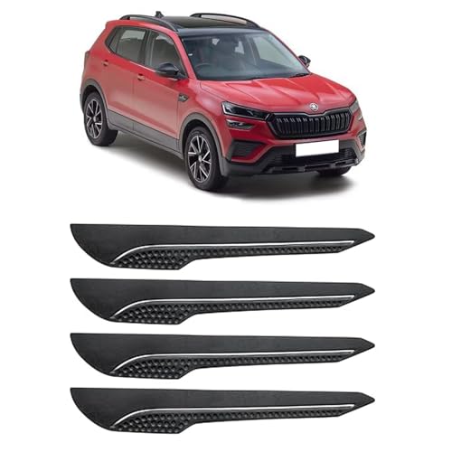 Image of AOSIS-Car Bumper Protector /Bumper Guard for Skoda Kushaq with Single Chrome Stripe (4-Pcs)