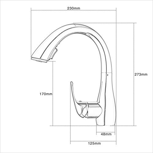 Küchenarmatur - Wasserhahn Küche Einhand-Spültischbatterie mit Herausziehbarer Dual-Spülbrause, Gebürstetes Nickel/Mattes Finish