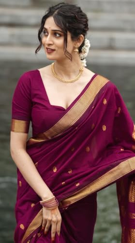 Image of C J Enterprise Women's Pure Kanjivaram Soft Silk Saree Banarasi Style Ladies Sadi With Blouse Piece for Wedding (Eagle-3-51)