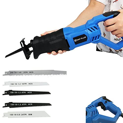 Scie Sabre 900W, Professionnelle Scie Égoine 0~2800 trs/min Vitesse Variable, Course 20 Mm, Scie Electrique avec 5 lames (3 pour le bois,1 pour le métal, 1 pour le PVC),Changement De Lame Sans Outil