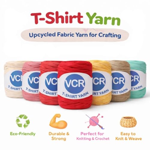 Image of VCR Classic Blue Big T-Shirt Yarn, 100 Meters Length, Recycled & Fashionable Craft Yarn, Pack of 1, Suitable for Crochet, Knitting & DIY Bags, Baskets, Cushions & Home Decor Projects