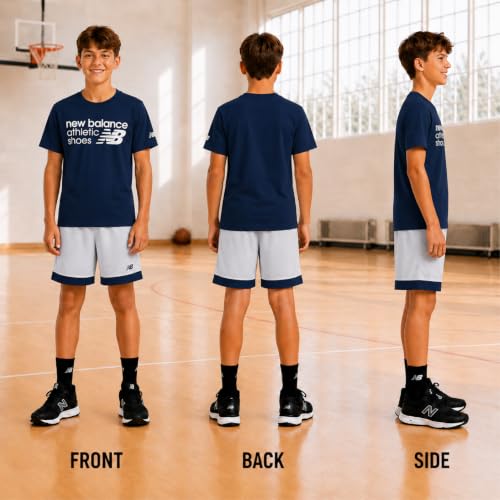 Image of New Balance Boys Short Sets - 2 Piece Active Performance Athletic Shirt and Kids Basketball Gym Shorts for Boys (8-12)