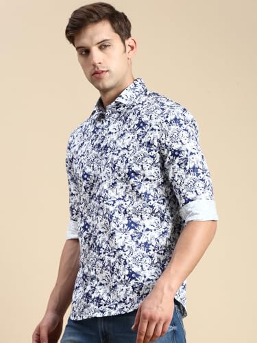 Image of SHOWOFFFF Men Printed Casual Shirt | Spread Collar Full Sleeves Cotton Shirt for Mens | Slim Fit Regular Length Shirt for Men's