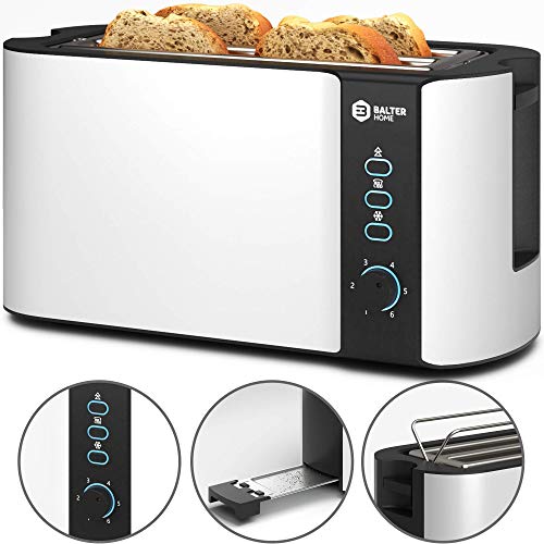 Toaster 4 Scheiben ✓ Brötchenaufsatz ✓ Auftaufunktion ✓ Brotzentrierung ✓ Krümelschublade ✓ Edelstahlgehäuse ✓ Farbe: Weiß