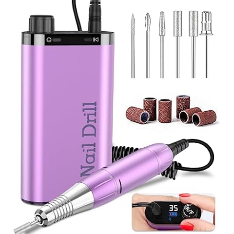 Huhubol Professional Nail Drill Machine, Electric Nail File Efile Nail Tools for Acrylic Nails, Polishing, Exfoliating, 35000RPM High Speed Nail Drills for Home Salon(Purple) Cover