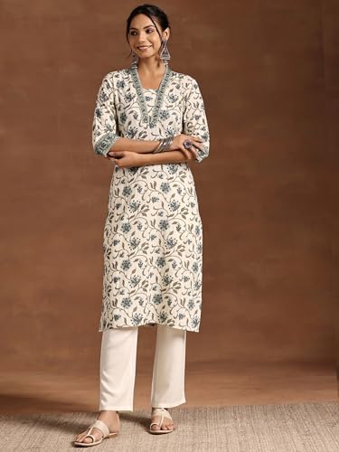Image of New Cotton Leaf Printed Casual Straight Kurta for Women | Women Formal Kurti
