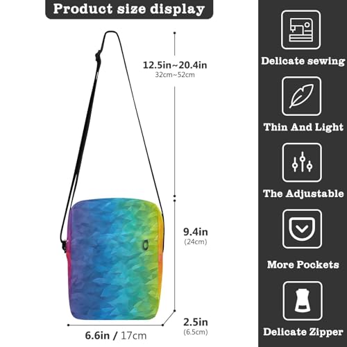 Crossbody Bag Rainbow Tie Dye Messenger Bag for Women Men Purse Shoulder Bag Satchel Bag with Adjustable Strap 214B03983