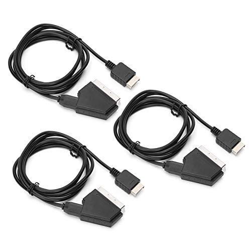 DAUERHAFT RGB Scart Wire 3PCS Audio Signal Cable for PS2 PS3 Game Machine