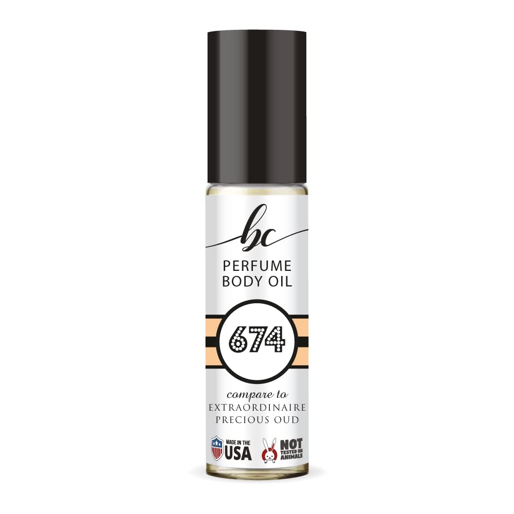 BC Perfume 674 Inspired by Van Cleef & A Extraordinaire Precious Oud For Women Replica Fragrance Body Oil Dupes Alcohol-Free Sample Travel Size Concentrated Long Lasting Roll-On 0.3 Fl Oz/10ml