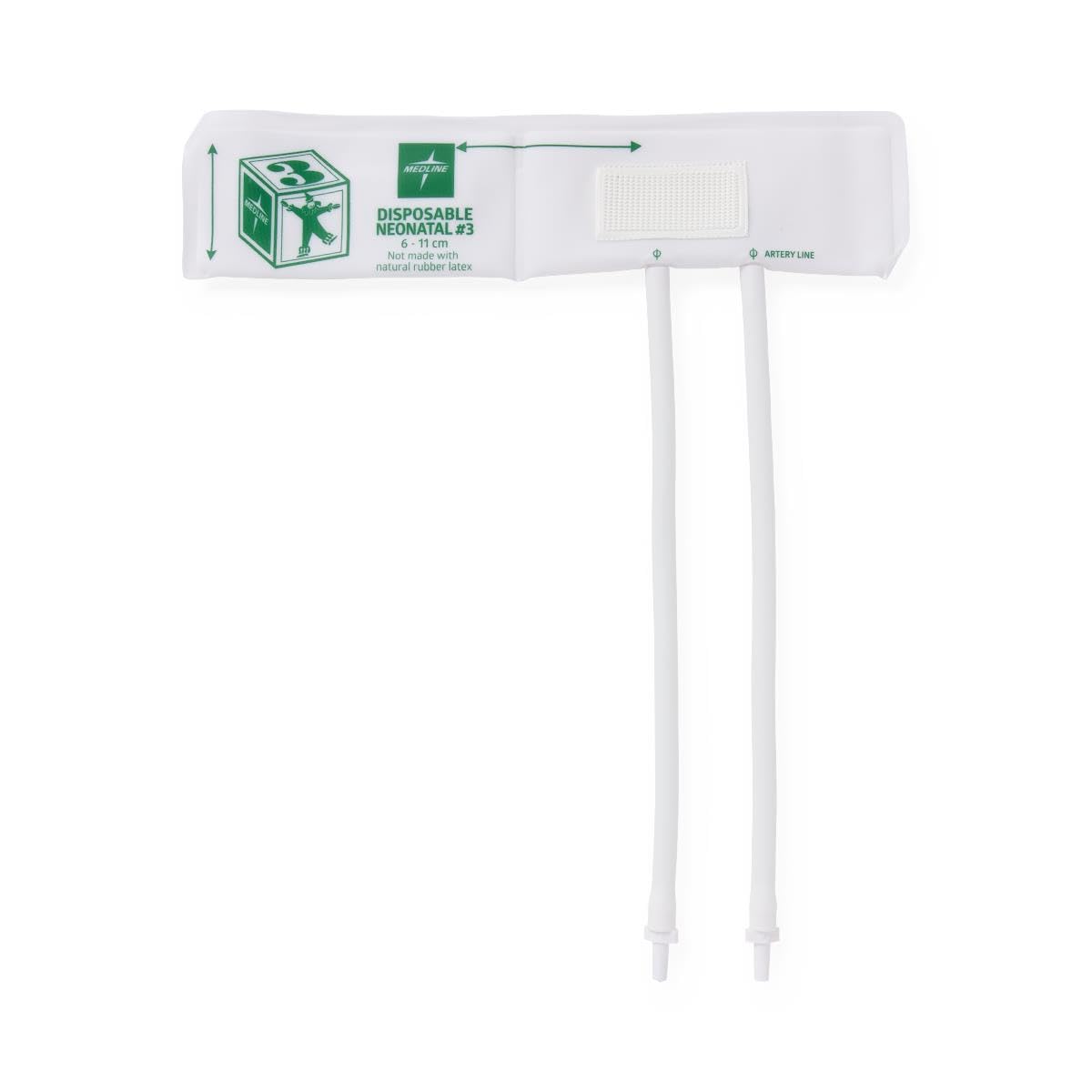Disposable Vinyl Double-Tube Blood Pressure Cuff with Luer Connector, Neonatal #3,1,Each,MDS9753VH