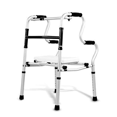 ウォーキングフレームフレーム 軽量 折りたたみ トイレ手すり バスチェア ローラーウォーカー パッド入りシート付き 限定可動補助 ウォーキングフレーム