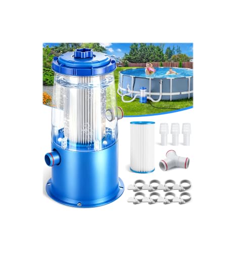 KimFilter Transparent 1000 GPH Above Ground Pool Filter Pump Easy Cartridge Status Viewing | Powerful Pool Cartridge Filter Pump System | Enhanced Circulation & Filtration for Crystal-Clear Water