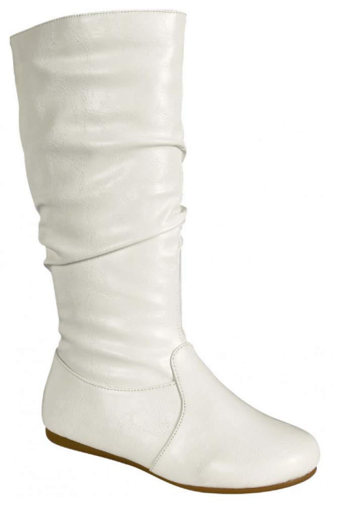 Wells Collection Womens Boots Soft Slouchy Flat to Low Heel Under Knee High White 10