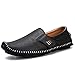Driving Shoes Men's Penny Loafers Casual Leather Stitched Loafer Shoes(Black 44)