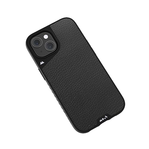 Mous for iPhone 15 Plus Case MagSafe Compatible, Limitless 5.0, Black Leather, Protective iPhone 15 Plus Case