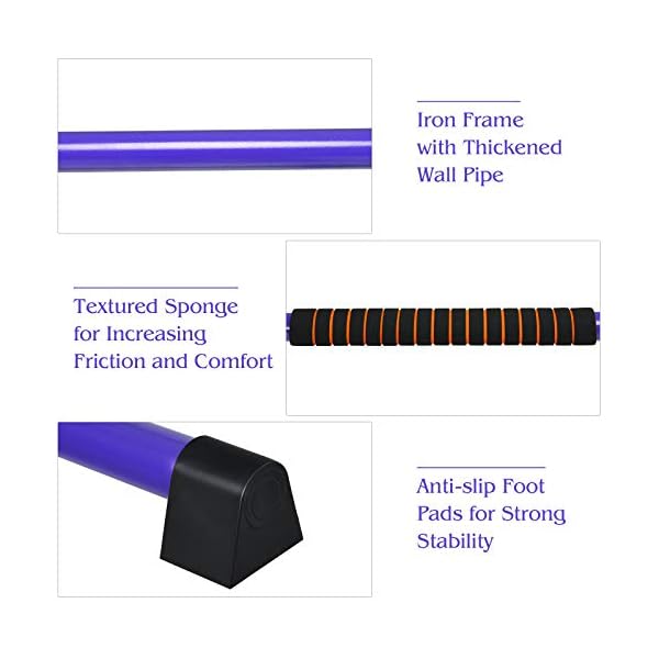 GOFLAME-Ballet-Barre-Portable-Double-Freestanding-Ballet-Barre-Adjustable-Heavy-Duty-Dancing-Stretching-Ballet-for-HomeDance-Barre-Fitness-Ballet-Bar GOFLAME Ballet Barre Portable Double, 4FT Freestanding Ballet Barre Adjustable, Heavy Duty Dancing Stretching Ballet Bar for Home, Dance Barre, Fitness Ballet Bar (Purple)