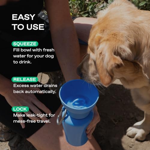 Image of Springer Flip Dog Water Bottle | Portable Drinking Feeder with Foldable Food-Grade Silicone Bowl | One-Hand Squeeze & Leak-Proof | BPA-Free 20oz | Walking, Hiking & Camping | Puppy Essentials