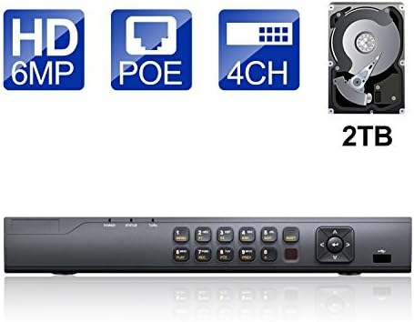 NVR for Hikvision 4CH (Includes a 2TB Hard Drive) NVR 5MP Resolution Recording, 4-Channel Network Cameras