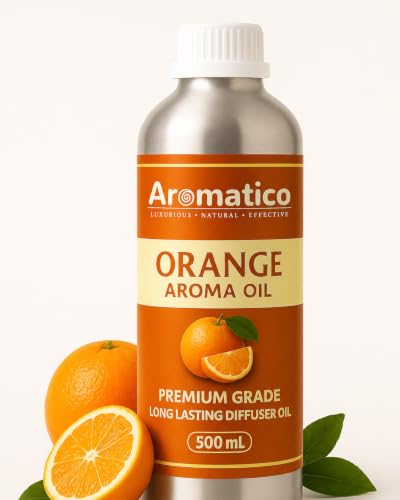Image of AROMATICO Orange Diffuser Oil with Strong, Long-Lasting Aroma for Homes, Offices & Showrooms | Aromatherapy, Diffusers, Air Purifiers, Vaporizers - 500 ml
