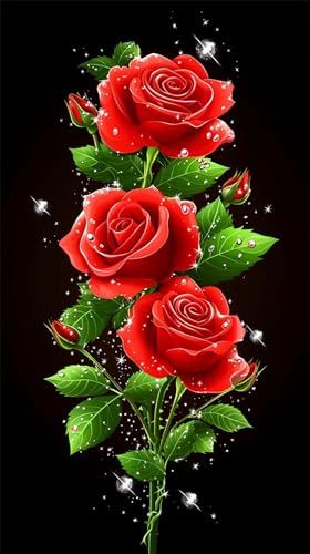 DIY 5D Adultos y principiantes Diamante Pintura Arts Taladro Completo Kits Diamond Painting Gota De Agua De Rosa Roja Imagen Pintura Para Decoración Pared Hogar Taladro Cuadrado 90x160cm AD2605