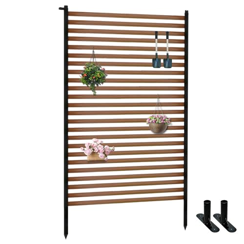 Outdoor Privacy Screen Fence with Stand 3.3FT x 6FT, Wood