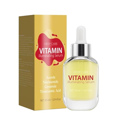 Sero iluminador de vitamina para la cara, suero de vitamina C, con vitamina C y ácido hialurónico, fortalece los hidratos de barrera, el refuerzo de radiación para la piel opaca,1PCS