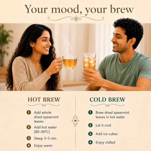 Image of BOVI Spearmint Herbal Loose Leaf Tea, 100g | Supports Women's Wellness, Hormonal Balance & Digestion | Gluten-Free Herbal Tea for Gut Health & Fresh Breath