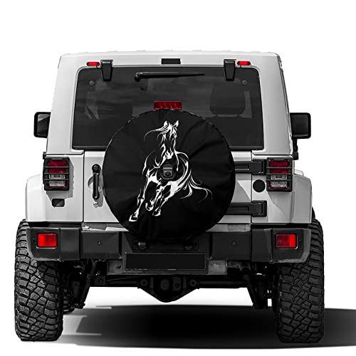 Image of Running Horse Spare Tire Cover with Backup Camera Hole Wheel Tire Cover Fit Trailer, RV, SUV and Many Vehicle 17inch