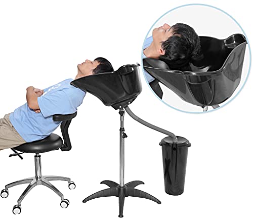 Portable Mobile Shampoo Bowl, Height-Adjustable Hair Washing Sink, Shampoo Basin With Drain Pipe And Bucket, Suitable For Beauty Salon/Barber Shop #TOP5