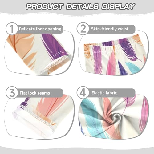 Bolaz Toddler Girls Leggings Printed Yoga Pants Leggings Purple Blue Feather for Kids3