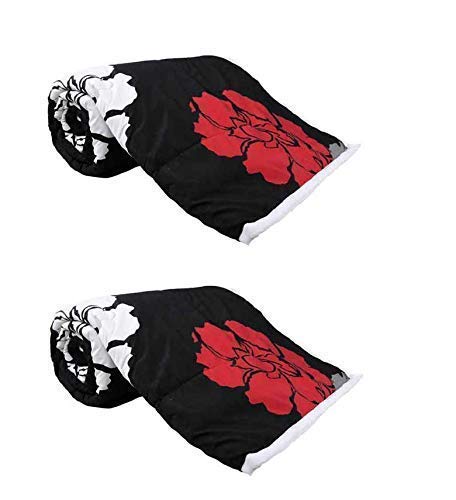 SINWAR HOME DECOR Reversible Single & Double Bed AC Blanket Dohar Combo Set of 2 Pc (Polycotton, Multicolor) (Black and Red, Single)