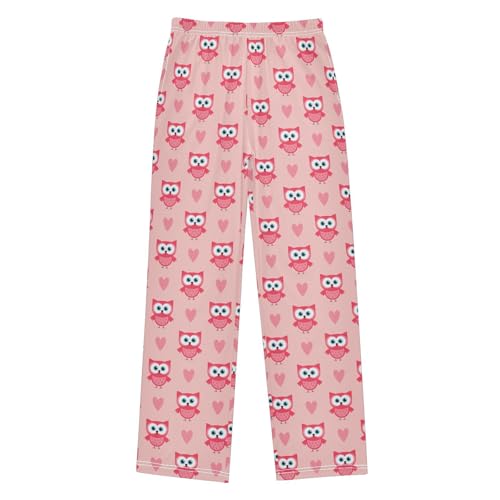 Cute Owl Sweet Love Boys Long Pants Soft Trousers Elastic Waist Kids Lounge Bottoms with Pockets S-XL