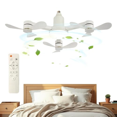 Ventilador de techo con luces LED regulables y mando a distancia para dormitorio