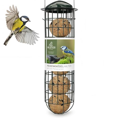 WILDTIER LIEBE Distributeur de boules de graisse 31 cm, vert - Distributeur de nourriture pour oiseaux en métal inoxydable - Station d'alimentation pour...