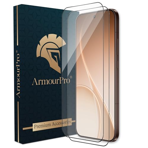 Image of ArmourPro Tempered Glass for Oppo Reno 15 Pro - 9H Anti Scratch Screen Protector, Edge to Edge Coverage, HD Clarity, Smooth Touch, Case Friendly | Black, Pack of 2