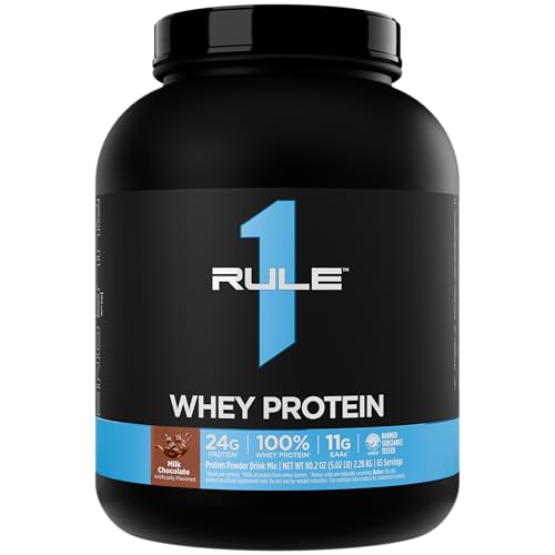 Image of Rule 1 Proteins Whey Protein - 24g Fast-Acting Protein from All-Whey Sources with Naturally Occurring EAAs & BCAAs for Workout Recovery or Anytime Use (5 Pounds, Milk Chocolate)